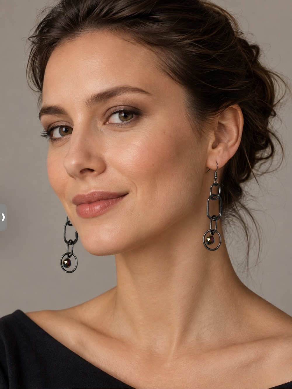 Contemporary Black Chain Drop Earrings - Elegant Women Jewelry,NWOT